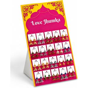 Indian Wedding Diwali Decor 33x16'' Jhumka Earring Display Stand, Rose Pink