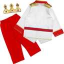 Toddler Halloween Costume, Childrens Cosplay Clothes, Child Prince Clothes T-Shirt Pant Set (White and Blue Prince Suit-long Sleeve)