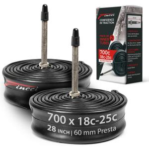 Fincci Pair 700 x 18c 23c 25c 60mm Presta Valve Inner Tubes for Cycle Race Road Touring Bicycle Bike (Pack of 2) 28 inch Bike Tube