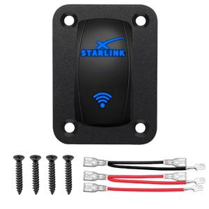 Starlink Rocker Switch Panel Compatible with Starlink Mini/GEN1/GEN2/GEN3, 12V/24V Waterproof SPST 5 Pin On/Off Toggle Switch, Satellite Dish Signal Control for RV, Boat, Truck, Car, Vehicles (Blue)
