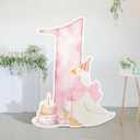 Croblissful One Silly Goose Party Decorations 1st Birthday Backdrop Duck Animal Background Prop for Birthday Baby Shower Party Supplies(Watercolor Pink,One Goose)