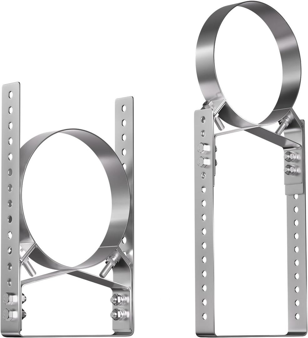 2-Pack Adjustable 6-Inch Stove Pipe Wall Support Bracket, Heavy-Duty 304 Stainless Steel Chimney Mount, Outdoor Fireplace Pipe Stabilizer
