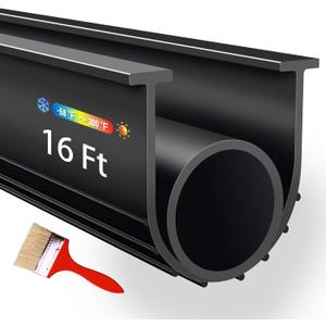 Garage Door Seals Bottom Rubber, EPDM Weatherproof Stripping Kit with 16Ft 5/16" T-Ends, U+O Ring Door Threshold Universal Seal - Easy Installation, Pest & Dust Protection (Black)