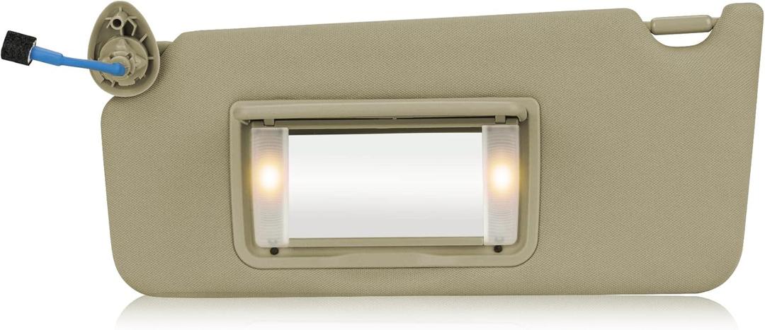 TadaMark Left Driver Side Sun Visor Fit for Honda Accord 2008 2009 2010 2011 2012 2013 2014 2015 2016 2017 Beige with Light Replace # 83280-TA0-A91ZB