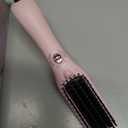 LANDOT Mini Hair Straightening Brush - Compact Heated Ionic Straightener Brush for Frizz-Free, Smooth Results, Lightweight Hot Comb & Travel Flat Iron Perfect for Short Medium Hair, Blush