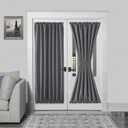 DWCN French Door Curtains  Rod Pocket Thermal Blackout Curtain for Doors with Glass Window, Kitchen and Patio Doors for Privacy, 54 X 72 Inches Long, 1 Curtain Panel with Tieback, Grey