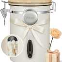 Veken Coffee Canister with Window, Coffee Lover Gift Set,Airtight Stainless Steel Kitchen Food Storage Container Gifts, Date Tracker & Scoop for Grounds Coffee,Beans,Tea,Flour,Cereal,Sugar,22OZ,Cream