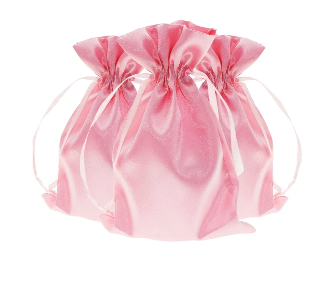 5" x 8" Pink Satin Gift Bags, Jewelry Bags, Wedding Favor Drawstring Baby Shower Christmas 50 per Pack
