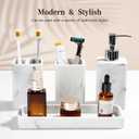 YMXYJM Bathroom Accessories Set, 4 Pcs Bathroom Accessory Set, Soap Dispenser, Toothbrush Holder, Qtip Holder Set, Bathroom Sets Complete, Bathroom Sink Set for Modern Home Decor, White