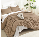 Litanika Taupe Comforter Set Full Size, 3 Pieces Solid Bedding Comforter Set, All Season Fluffy Bed Set (79x90In Comforter & 2 Pillowcases)