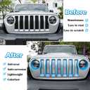 Bonbo Mesh Grille Grill Insert & Headlight Turn Light Cover Trim Exterior Accessories for Jeep Wrangler JL Sport/Sports 2018-2023 (Baby Blue)