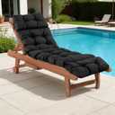 Lounge Cushions Outdoor, Waterproof & Fade Resistant Patio Lounge Chair Cushions for Outdoor Furniture, Chaise Cushion with slip on cover and strap for Patio, Pool, Lawn and Beach, 70x26 Inch, Black
