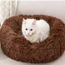 Cat Beds for Indoor Cats Doughnut Dog Bed Kitten Bed Pet Bed Calming Cuter Puppy Bed Small Pet Bed Fluffy Dog Bed Small Round Bed Up to 7 Lbs (36CM, Koffee)