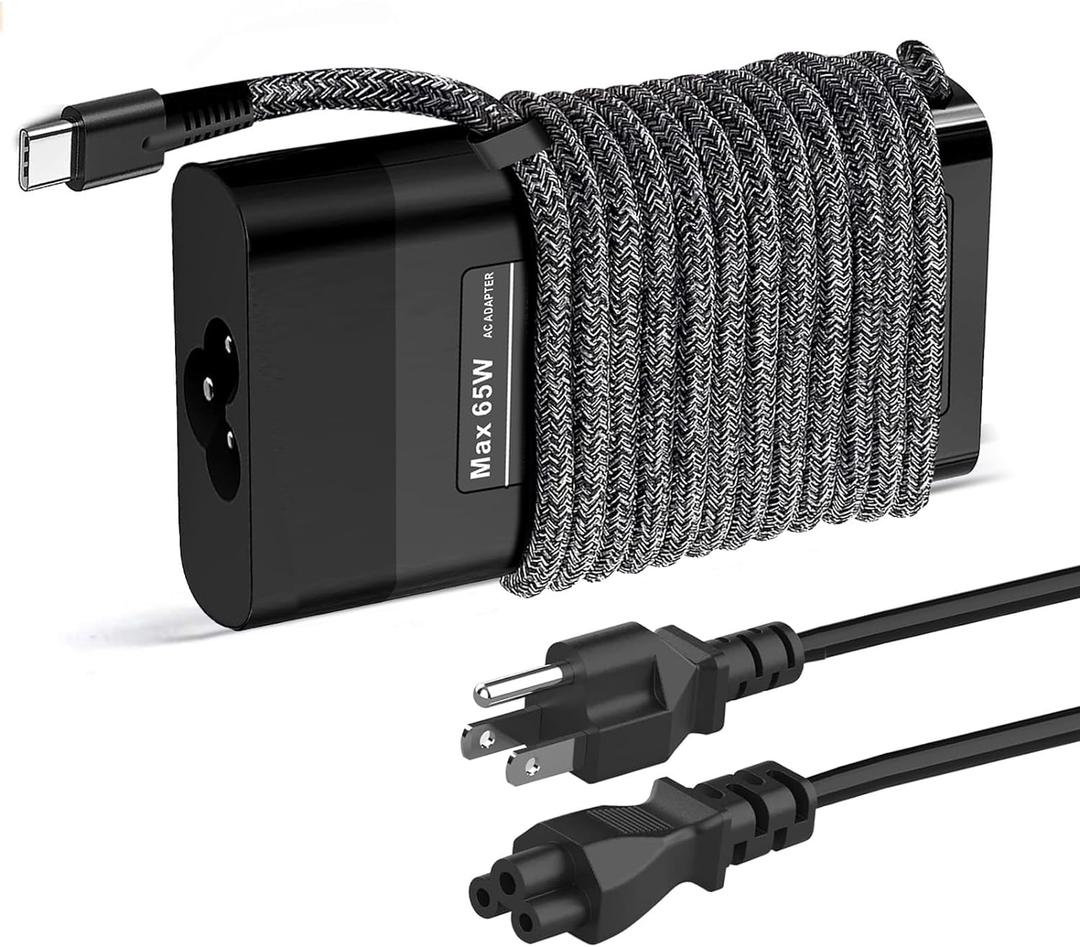 New Slim 65W HP Laptop Charger USB C - Replacement for HP Envy, Spectre, Elitebook, Chromebook - Type C Power Cord Adapter