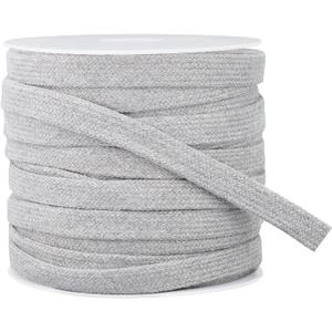 BENECREAT 27 Yards Grey Flat Drawstring Cord Replacement, Double Layer Soft Drawstring Cotton Draw Cord for Garment Accessories (11mm)
