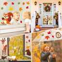 Cinrobiye Fall Animal Window Clings, Thanksgiving Woodland Animals Window Classrooms Door Stickers Autumn Gel Decals for Harvest Preschool Kindergarten Elementary Wall Glass Blackboard Decor, 9 Sheets