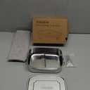 Stainless Steel Bento Lunch Box with Drawstring Storage Bag - 47oz/1400ml Metal Food Container, Partitionable, Leak-Proof, Dishwasher-Safe for Travel & Work