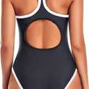 Tempt Me Athletic One Piece Swimsuits for Women | Training, Sport, Racerback, Keyhole, Adjustable straps, Full coverage (XL)