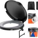 Bucket Toilet Seat with Cushion, 5 Gal Bucket Toilet Seat with Lid for Camping, Soft Cushion Toilet Seat with Storage Bags and Disposable Toilet Bags, Camping, Hiking, Emergency, Car, Boat