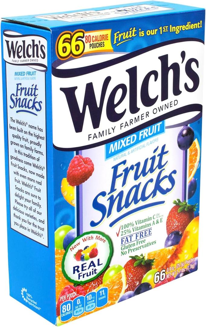 Welch's Mixed Fruit Snacks, 0.9 oz., Box of 66 Pouches (BB: March 2, 2026)