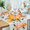 EASY JOY Crepe Paper Flowers Banner White Orange Floral Banner Spring Hanging Paper Flower Leaves Garlands for Spring Birthday Wedding Home Decorations