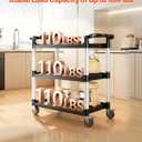 VEVOR Utility Cart, 330 lbs Load Capacity, 3-Tier Utility Plastic Cart with 360 Swivel Wheels (2 with Brakes), 31.1 x 19.3-inch Food Service Cart for Warehouse, Office, Home, Restaurant, Kitchen
