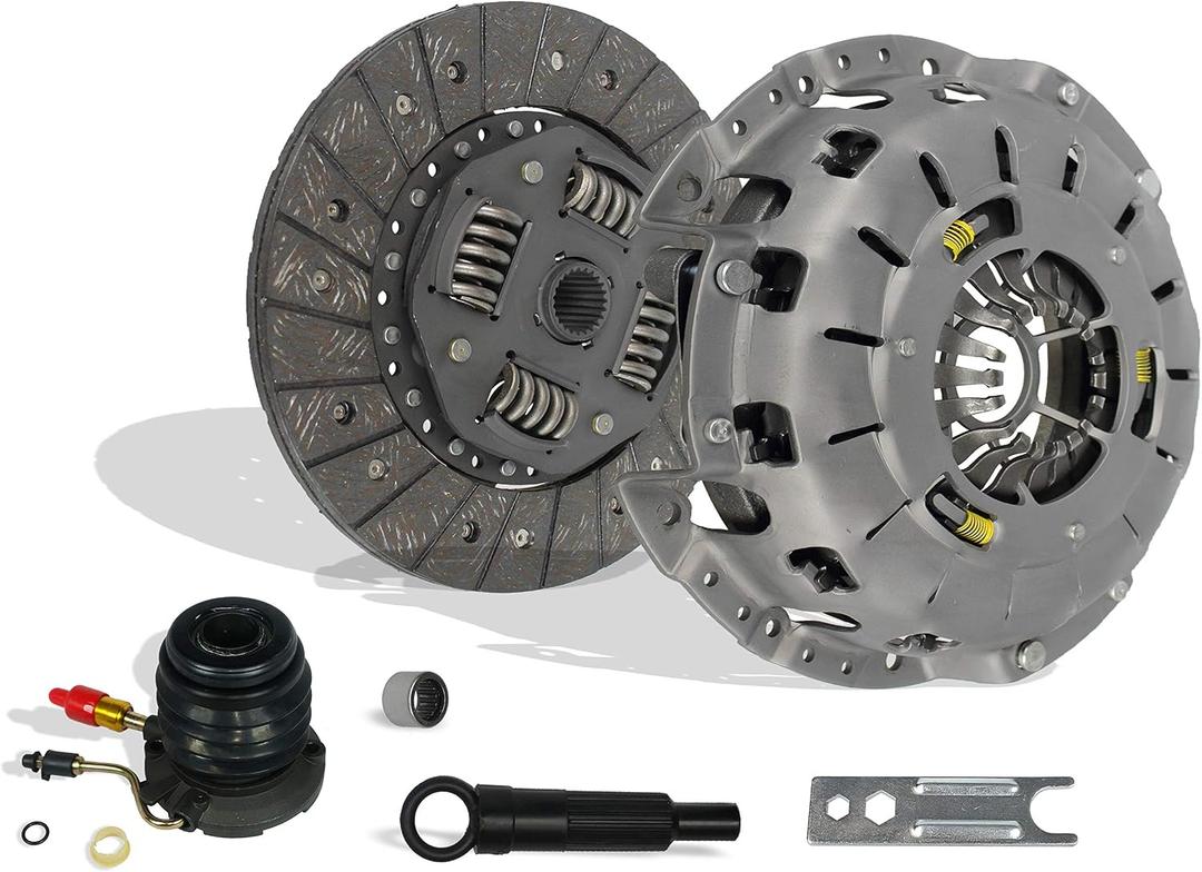 Clutch And Slave With Dust Boot Kit Compatible With Ranger B2300 B2500 XL XLT SE SX DS STX Troy Splash Base Edge 11/1994-2011 2.5L 2.3L Gas SOHC 3.0L V6 Gas OHV (Self Adjusting Plate; 07-116SN)