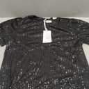 GRACE KARIN Womens Full Sequin Tops Sparkle Glitter Blouses Lantern Short Sleeve Shirts Dressy Party Concert Outfits (Black)