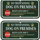 2 Pack No Trespassing Dog On Premises Keep Gate Shut Sign, 12 x 6 inch Rust Free Aluminum Dog Sign, Weather Resistant, Waterproof, Durable Ink, Easy to Install