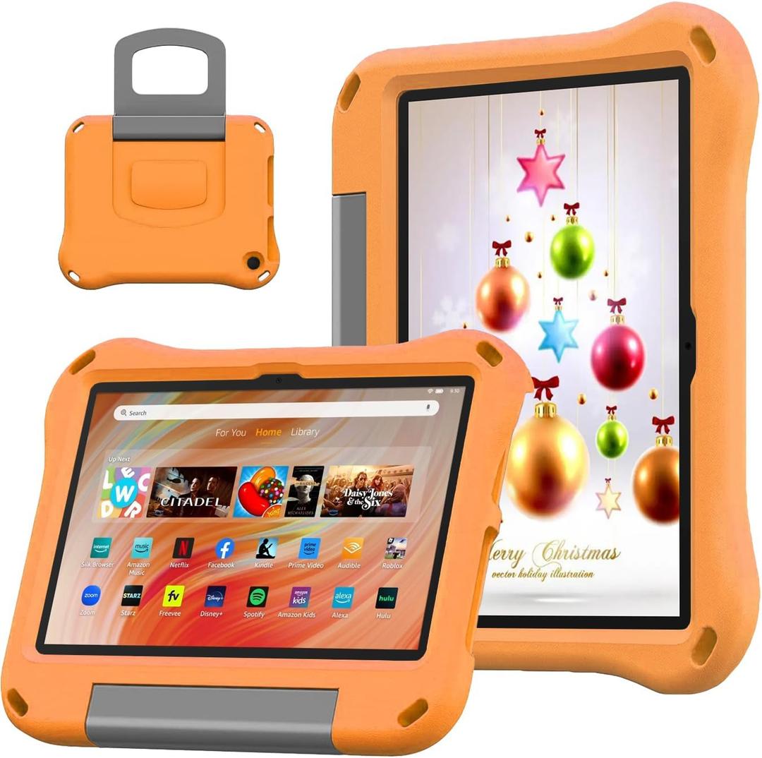Case for 10 inch Tablet Kids,Light Weight Shock Proof Handle Stand Kids Friendly Case for 10 Tablet.(13th/11th,2023/2021 Release)(Incompatible with iPad Samsung 10in Tablet). (Orange)