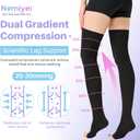 20-30 mmHg Thigh High Compression Stockings for Women, Open Toe with Stay-Up Dot-Top - Relief for Varicose Veins, DVT, Swelling, Pregnancy & Travel, Black, Large