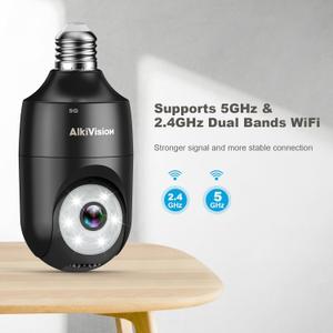2K Light Bulb Security Camera - 5G&2.4GHz Dual Bands 360 Motion Detection Cameras for Home Security, Full-Color Night Vision, Auto Tracking, Siren Alarm, 24/7 Recording