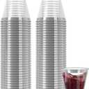 R-kay Silver Plastic Cups - 100 Pack - 9 Oz Clear Cups - Hard, Disposable, Heavy Duty Party Cups - Plastic Wine & Cocktail Glasses