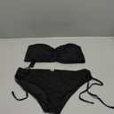 Women's Strapless Bandeau Bikini Set - Twist Front Two Piece Swimsuit Top with Side Tie Bathing Suit Bottom (Large, Black)