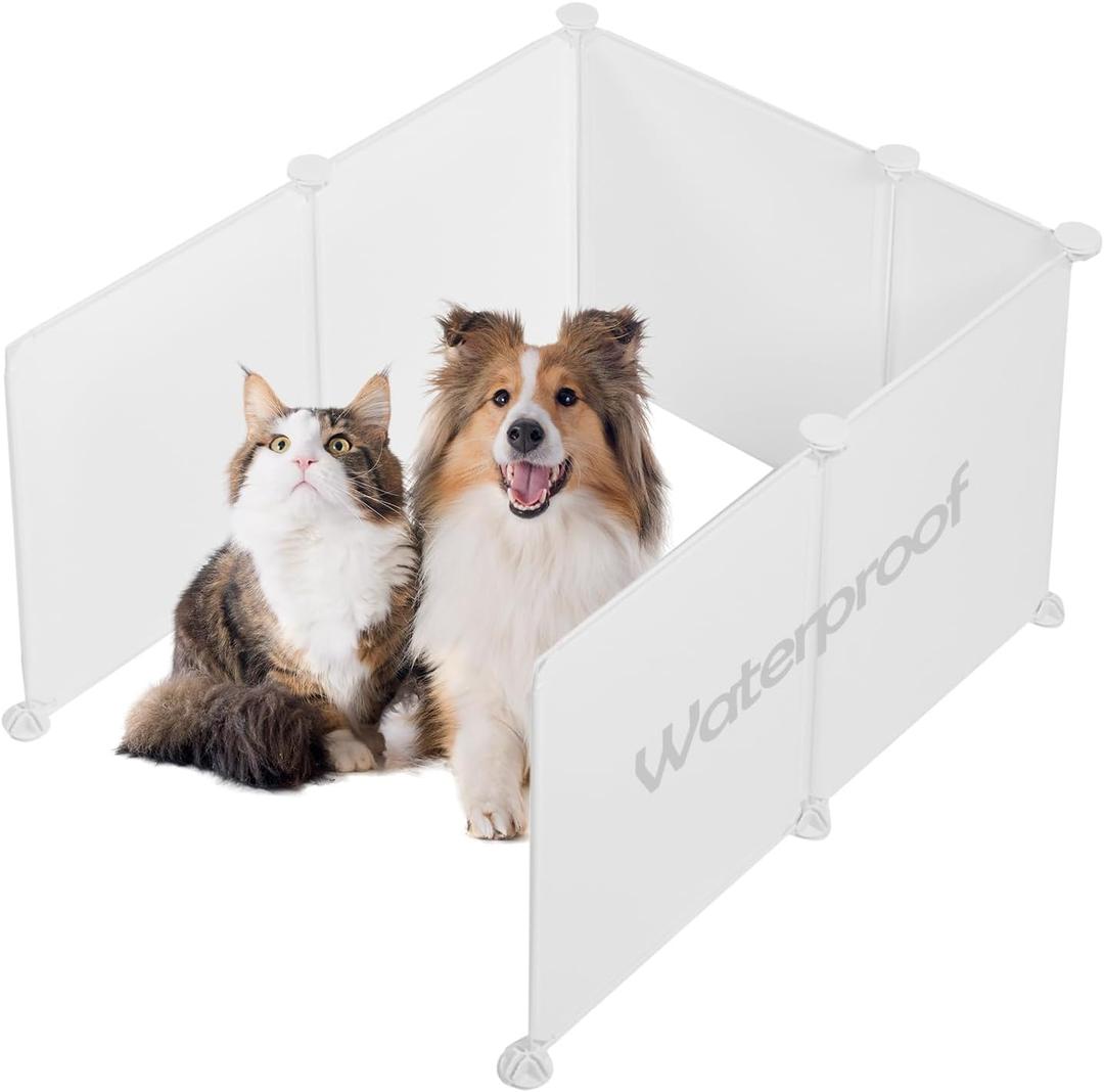MEEXPAWS Cat Litter Box Enclosure Splash Guard Extra Large 28L 21.5W x 18H inch, Light Weight Plastic Sheets Easy Clean (White)