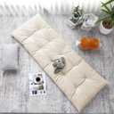 HOMBYS Floor Lounger Pillow Foldable and Tufted Design Long Floor Cushion for Yoga, Reading, Sleeping, Meditation, Elastic Band for Roll Up and Easy Storage, Machine Washable (Beige, 62"x27")