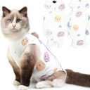 Cat Recovery Suit for Spay Abdominal Wounds, Breathable Cat Onesie for Cats After Surgery Female, Kitten Surgical Recovery Suit Female Cone of Shame Alternative for Cats Anti Licking (Large)