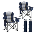 LET'S CAMP Folding Camping Chair Oversized Heavy Duty Padded Outdoor Chair with Cup Holder Storage and Cooler Bag, 450 LBS Weight Capacity, Thicken 600D Oxford,2 Pack