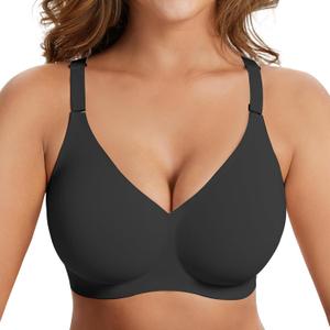 PoseFree Post Surgery Bra Front Closure, Compression Bras for Women Post Op Support After Breast Augmentation, Reduction (Large, B02-black)