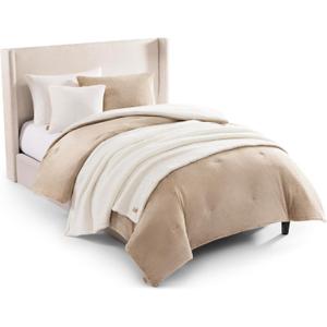 UGG Twin Comforter Set 4 Piece Bed in a Bag with Throw Blanket, Decorative Pillow Sham and Reversible Comforter Hypoallergenic Washable College Dorm Bedding, Twin XL, Brown Birch (Remina) (Ivory)