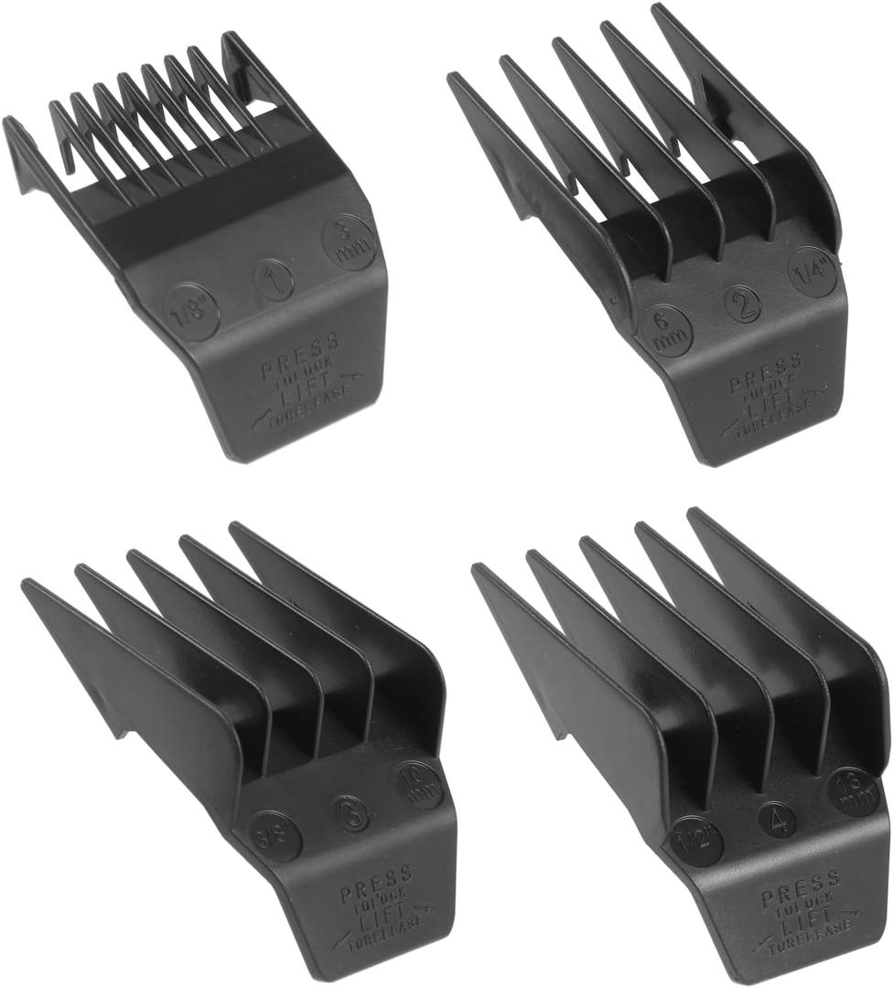 Professional Peanut Clipper Guards for Wahl Peanut  From 1/8 Inch to 1/2 Inch, Fits for Wahl Peanut, Black-4PCS (4Pack)
