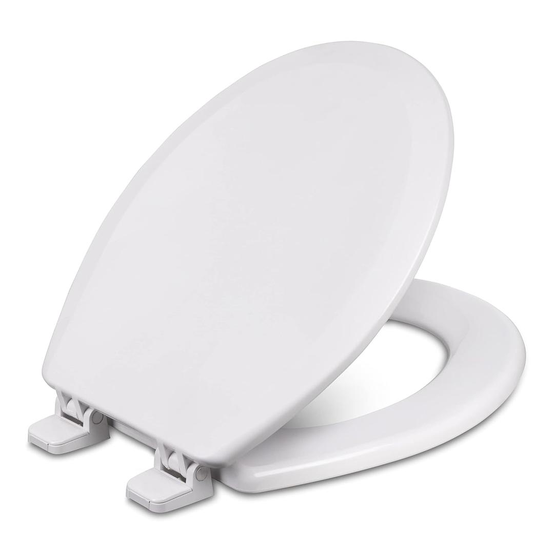 Centoco Round Toilet Seat, Heavy-Duty Wood Core with Plastic Scratch-Resistant Finish, Residential, Made in the USA, 700-301, Crane White (Cotton/Bright)