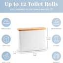 LONBET Toilet Paper Storage for 12 Rolls, Stackable & Foldable - The Ultimate Bathroom Organizer - Waterproof Basket with Bamboo Lid - Elegant Toilet Paper Storage Holder, Light Gray