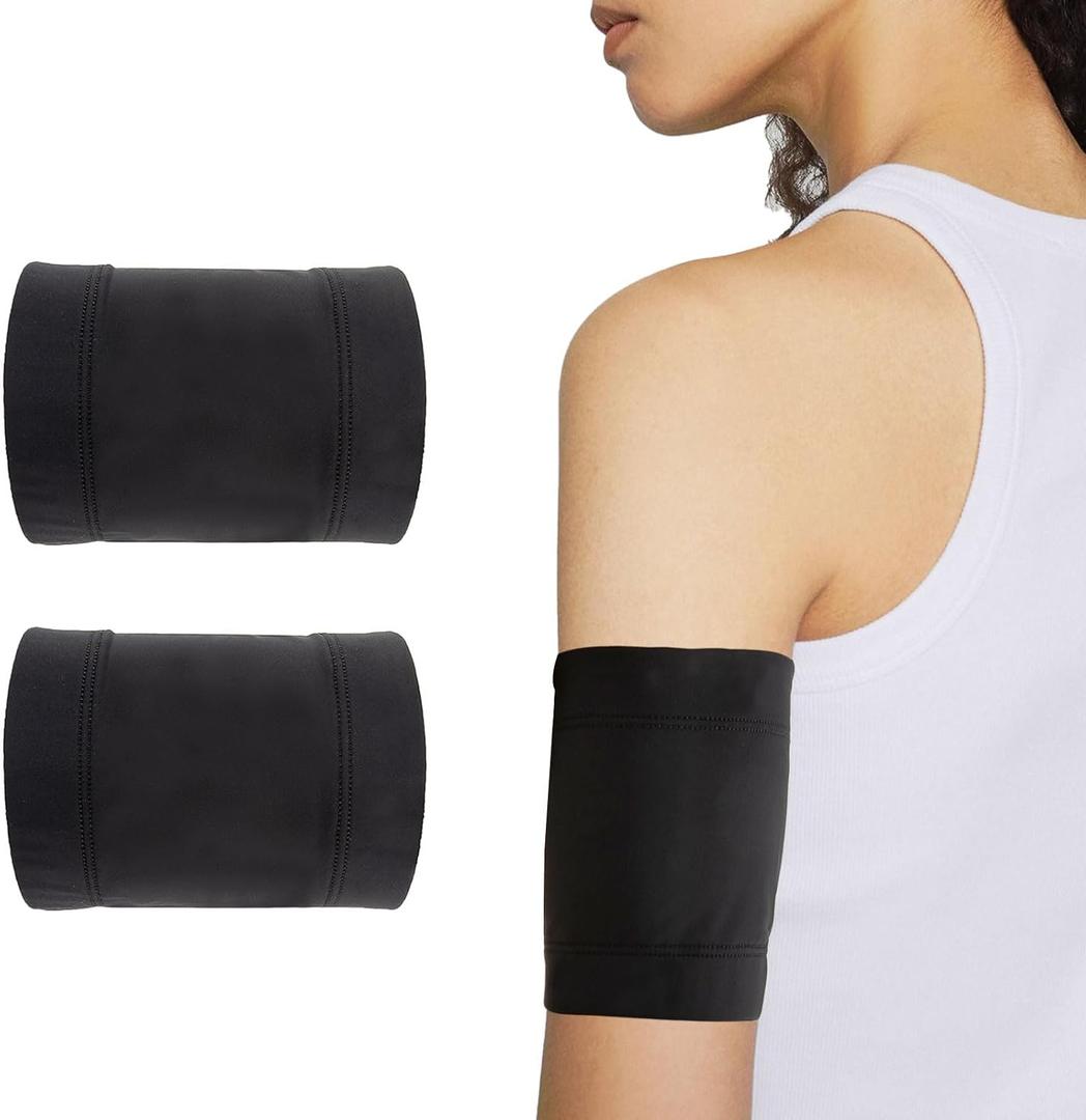 2Pcs Diabetic Sensor Armband, Diabetes Arm Band for Insulin Pod Monitoring Systems - Omnipod Dexcom Freestyle Libre, Protects Insulin Pod During Sports, Replace Adhesive Patches Tape (Black, M)