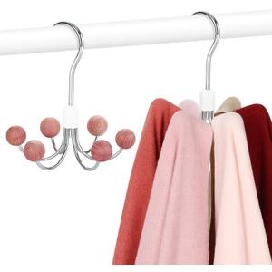TOPIA HANGER Hoodie Hangers 2-Pack with 6 Cedar Balls, 360°Swivel Purse Hanger, Scarf Hanger, Closet Hooks, Handbag Organizer, Bra Hanger, Accessory Organizers for Scarf, Tanktop, Hat, Hoodie CT43C