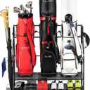 Golf Bag Storage Garage Organizer- Golf Bag Stand Fit for Golf Bags, Golf Clubs, Golf Balls, Golf Equipment Accessories, Golf Bag Storage Rack with Wheels for Garage