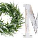 LOSOUR Farmhouse Decor Wood Letters - Wreath with Decorative Home Sign for Living Room, Entry Way, Kitchen (White)