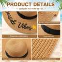 Berlune 6 Pcs Embroidered Straw Hats Wide Brim Summer UPF 50+