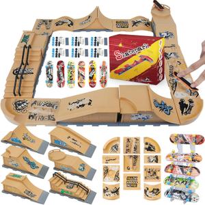 Gr8ware Finger Skateboard Ramp Set, 6 in 1 Plus 11 Buffer Plates Mini Skatepark for Fingerboard, Figure Boarding Skate Park, Fingerboard Skatepark Halfpipe Obstacle Deck for Holiday Party Favors