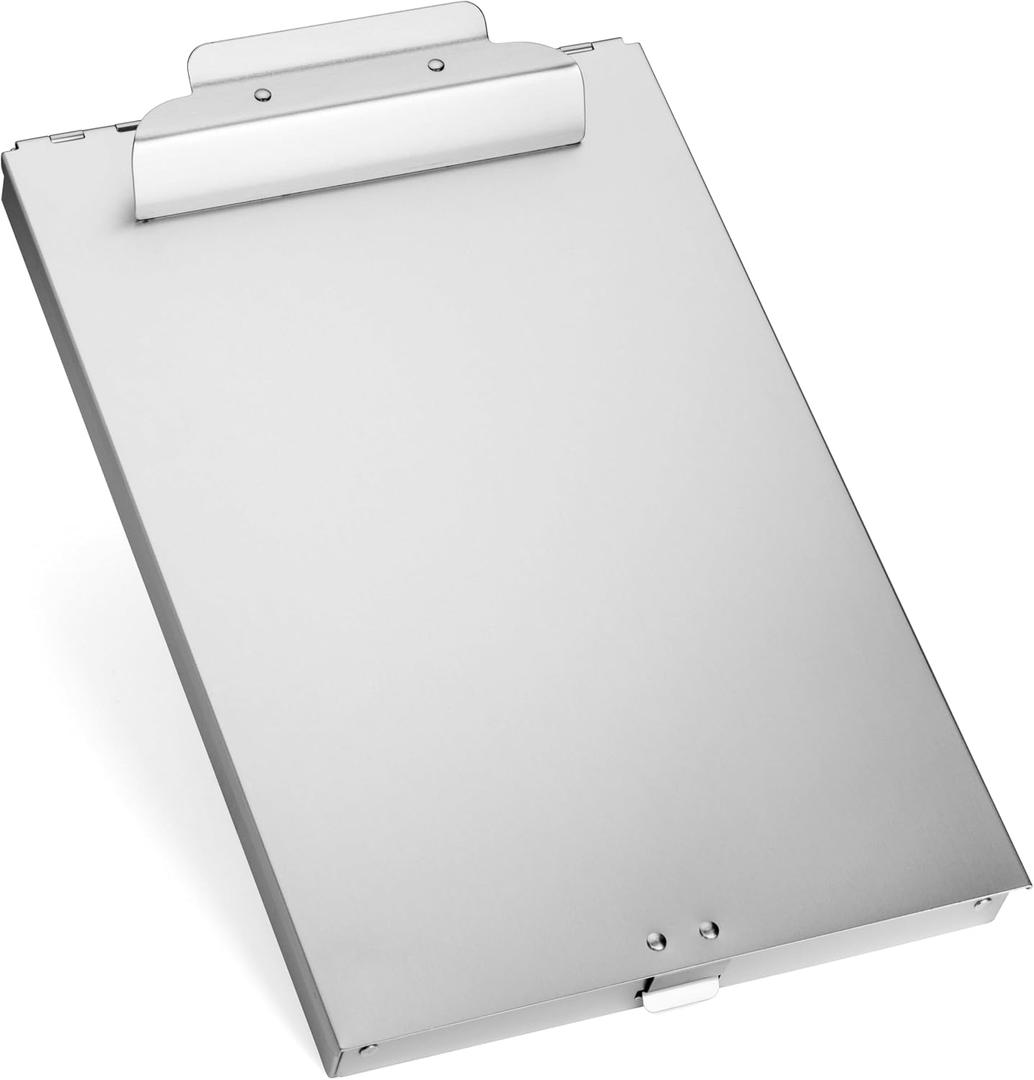 Blue Summit Supplies Aluminum Storage Clipboard, 1 Compartment, Large Heavy Duty Clip for Letter Paper, Great for Office, Jobsite or Classroom